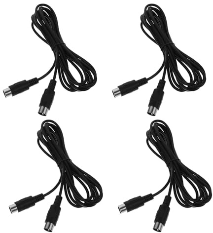 Midi Kabel Doppelkopf 5-pin, 3 Meter, 4 Stück für Synthesizer | Kupfer Pvc Ausführung, Schwarz, Zweiwegige Übertragung, Geeignet für Aufnahme und Musizieren