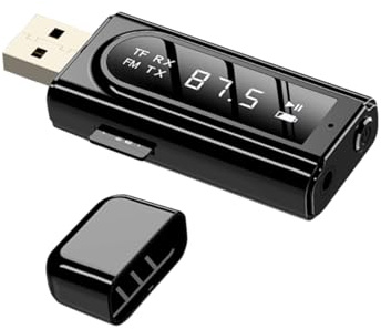 HYTROVE Ricevitore Trasmettitore Wireless 5.0 2 in 1 LED Adattatore Audio Wireless Modulatore Fm Auto Aux 3,5 Mm per Streaming Musica Stabile Alta Definizione, Compatibile per Veicoli