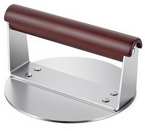 Tesmotor Smash Burgerpresse aus Edelstahl mit Holzgriff – Robuste Burger Press für Grill & BBQ – Professionelles Grillzubehör für Flat Top Grill, Hamburger & Patty Herstellung