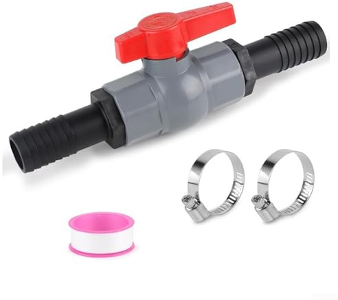 Gdfnmogo Vanne à boisseau sphérique en PVC avec raccord de tuyau pour systèmes d'irrigation de piscine 2,5 cm 3,8 cm avec colliers de serrage et ruban d'étanchéité (40 mm) + 32 mm