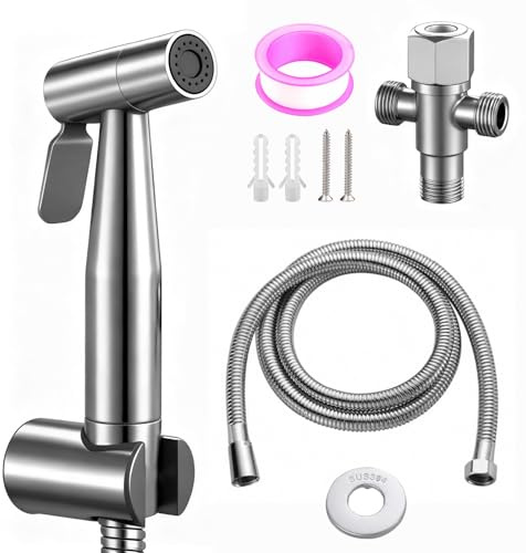Homshsjhkis Douchette WC Kit Complet, Vaporisateur Toilette Douchette Acier Inoxydable, Pulvérisateur Bidet Main, Pommeau Douche Intime, Pression Réglable pour Hygiène Personnelle et Soins Nettoyage