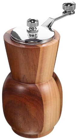 Garneck Molinillo de Pimienta Manual Cuerpo de Madera y Acero Inoxidable Diseño Clásico con Manivela Ergonómica para Cocina y Barbacoa Portátil
