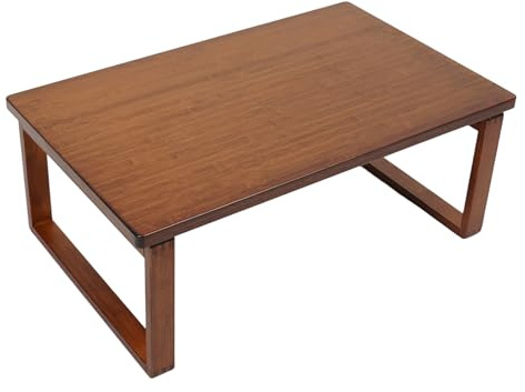 HIKUUER Mesa de centro plegable 80 x 50 x 31 cm mesa de centro mesa de suelo plegable baja zen mesa de té mesa de salón mesa de salón color nogal