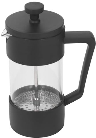Baxnore de prensa francesa de vidrio de 1 litro con filtro de acero inoxidable de malla 120 Multifunción para preparar café Té Leche hirviendo Negro Plástico ABS duradero (600ml)