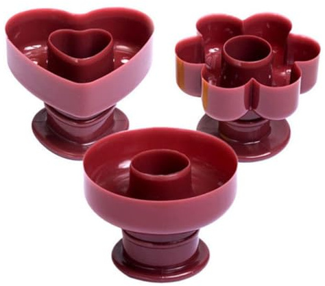 NUOBESTY Stampo per Ciambelle in Plastica PP 3 Pezzi Forme Rotonda Fiore e Cuore Teglia per Dolci Fai da Te per Biscotti e Dessert Utensile da Cucina per Cene Feste e Incontri