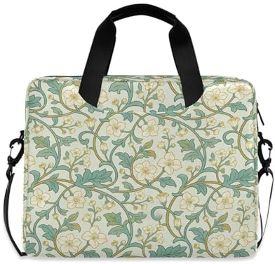 Housse légère avec fermeture éclair pour ordinateur portable de 15 à 16 pouces – Motif fleurs de poirier blanc William Morris – Pour voyage d'affaires