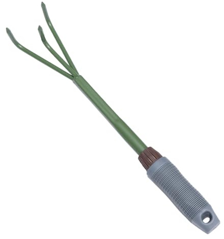 SEWACC Rastrello da Giardinaggio a Tre Denti in Acciaio Portatile, Attrezzo per Diserbo e Coltivazione, Leggero e Resistente, Adatto per Giardino, Prato e Cortile, Forniture per Attrezzi
