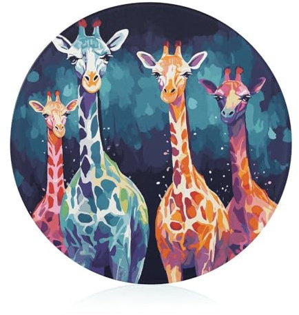 Colorful Giraffe Fans Lovers Cutting Boards Tempered Glass Chopping Board for Kitchen Multipurpose Cutting Surface Lightweight Round Butcher Block Unique Design Chopping Block