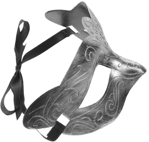 PRETYZOOM Masque Unique en Artistique Design Jazz Prince Style Argenté Demi-visage Vintage Plastique Grec et Romain, Confortable et Polyvalent pour Hommes pour Fêtes à Thème