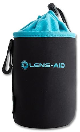 LENS-AID Neopren Objektivbeutel mit Fleece-Fütterung als Set oder einzeln Objektivtasche BZW. Köcher als Schutz für Objektiv, Blitz, Monitor, Kamera-Zubehör - M