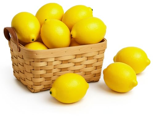 BigOtters Large Artificial Lemons, 3.7″ x 2.5″ Vivid Faux Lemons for Fake Fruit Bowls, Home Kitchen Decor, Party & Photography Props (12PCS)
