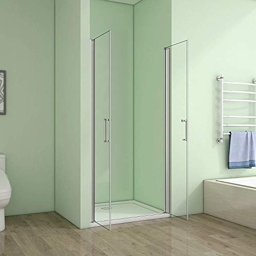 AICA 80cm Duschabtrennung Verstellbereich von 76-80cm Höhe:185cm Duschtür Doppel Nischentür Duschwand