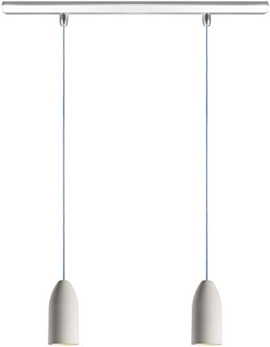 Buchenbusch urban design Pendelleuchte 2 flammig light edition, Beton Deckenlampe hängend mit Textilkabel Light-Blau