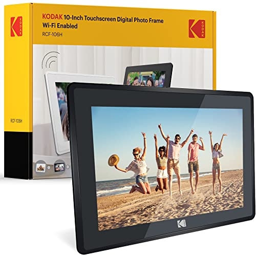 Kodak 10-Inch Touch Screen Digital Picture Frame, Wi-Fi Enabled with 16GB of Internal Memory, HD Photo Display and Music/Video Support Plus Clock, Calendar, Weather and Location Updates - Matte Black