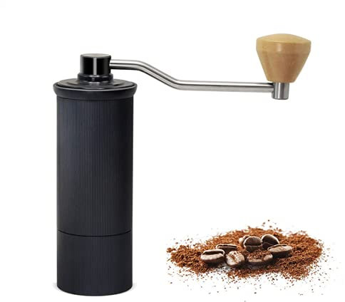 Macinacaffè manuale, mini macinino da caffè manuale, macinino da caffè portatile, macinino a manovella, macinino a manovella regolabile, design compatto per casa, ufficio e esterni (nero)