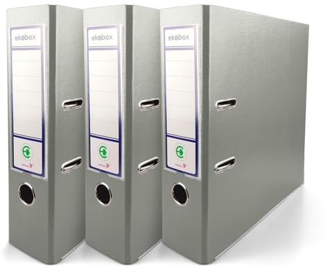 Netuno 3x Ringbuch DIN A4 breit Grau 8cm Kunststoff PP | Büroordner Ordner 2-Ring-Mechanik für A4-Dokumente Büro Studium Homeoffice Ordnungssystem Aktenaufbewahrung Dokumentenablage