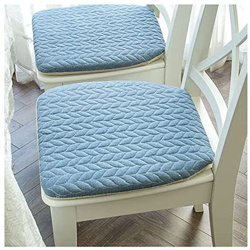 Yadlan Stuhlkissen mit Bändern Küche oder Esszimmerstuhl Stuhlauflage Bequeme Waschbare Rutschfestes Sitzkissen Landhausstil Waschbar, für Zuhause Büro Patio Garten(Size:2PCS,Color:Blau)