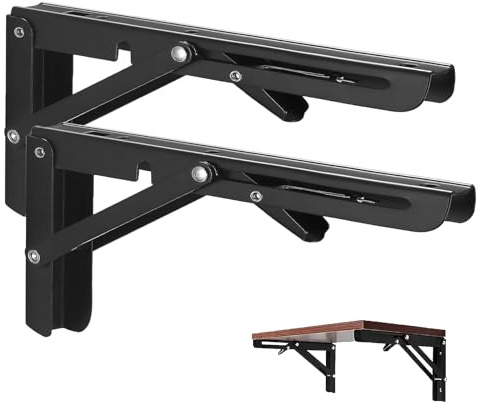 Vebetter 300mm Escuadras Abatibles, 2Pcs Bisagra Mesa Abatible Escuadras para Estanterias, Bisagras Mesa Plegable Inoxidable, Soporte Estantería Plegable, Pared Soporte de Estante, Carga Máxima: 70KG