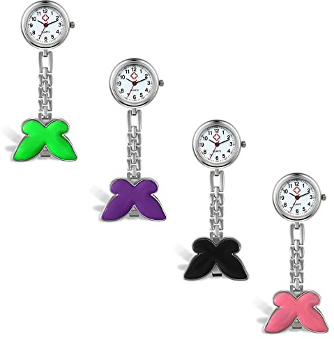 Avaner Schwesternuhr mit Clip Schmetterling Design Pulsuhr Krankenschwester Uhren Ansteckuhr Hanging Medical Taschenuhr für Arzt Doktor Krankenschwester Geschenke