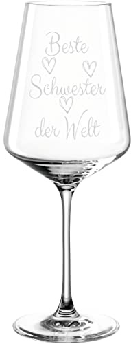 Leonardo Puccini Weinglas 560ml mit Gravur Beste Schwester der Welt - Rot- & Weißwein – lustige Geschenkidee für Weihnachten, Muttertag, Geburtstagsgeschenk Schwesterherz (Beste Schwester)