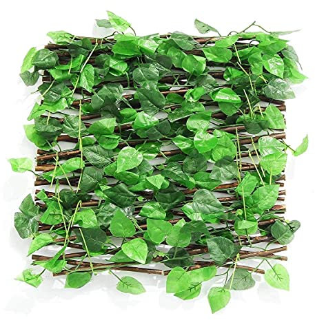 MERAXI Valla de construcción de jardín extendida, Rama de Hoja Verde Artificial, Red de Hierba, cabaña de Troncos, casa, Restaurante, decoración de Pared, decoración de Valla al Aire Libre
