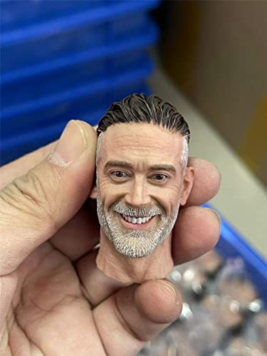 1/6 Maßstab Männlich Kopf Skulptur,Europäischer Mann Jeffrey Dean Morgan Langer Hals Kopf Geschnitzt für 12'' Soldat Action Figur Körper Puppe (A)