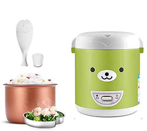 oUyOo Mini Cuiseur À Riz 1L Et Marmite Multifonction Portable pour 1 À 2 Personnes pour Bureau À Domicile, Dortoir Et Voyage, Vert