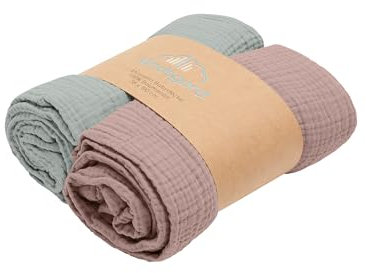 Kindsgard Couverture pour bébé en mousseline - 75 x 100 cm - Couverture d'emmaillotage avec 100 % coton Oeko-TEX® de qualité supérieure - Cadeau de naissance - Couverture d'éveil - Pour garçon et