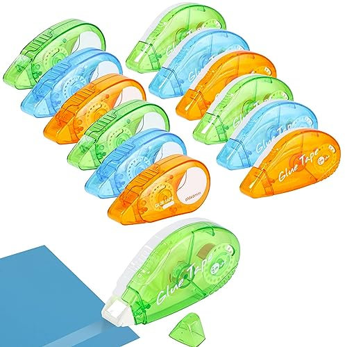 Yoosso 12 Stück Selbstklebende Kleberoller, 8 mx8 mm & 6mx6mm Doppelseitiges Klebeband Roller Fotokleber Transparent Klebemaus für Scrapbooking Album Kartenherstellung Basteln Schule Büro