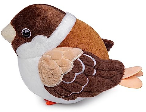 lilizzhoumax Spatz Kuscheltier 26cm/10”, Simuliertes Tier Sperling Plüschtier, Kawaii Realistische Rabe Plüschspie Spielzeug für Wilde Tiere, Geschenk für Freunde und Kinder