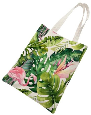 Tote Bag Hojas De Palma De Flamenco Bolsa de Tela Algodón y Cáñamo Bolsas de Tela para Pintar Gran Capacidad Bolsa Tela Plegable Bolso Tela Duradero Totebag Reutilizable Bolsos de Tela 30x40cm/2 Pcs