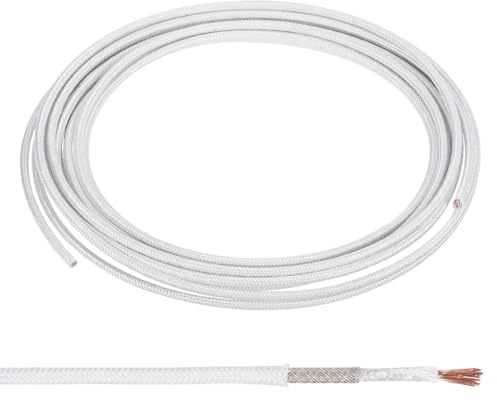 PATIKIL Värmebeständig flexibel elektronisk kabel, isolerad glimmer glasfiber 19,7 fot, 13 Awg, hög temperatur, -60-500 grader Celsius, lampor, pannor, värmare, vit