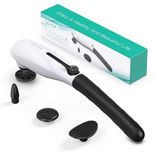 VOYOR-HEALTH Elektrisches Handmassagegerät Rückenmassagegerät Tiefenmassage | Perkussionsmassage für Rücken, Nacken, Beine & Arme, Tiefenmassagegerät, kabellos, wiederaufladbar, Schmerzlinderung MH560