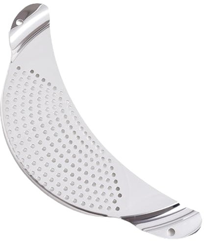 Washranp Trous de suspension aux deux extrémités Passoire multifonction en acier inoxydable Design demi-lune pratique Facile à utiliser Gain de place Poignée pratique Argenté