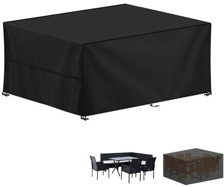 LAMUNI Housse pour Mobilier de Jardin, 420D Oxford Bâche Table de Jardin, Imperméable Housse Table Jardin Bache de Protection Exterieur Salon de Jardin pour Table, Chaise et Canapé, 180x100x75cm