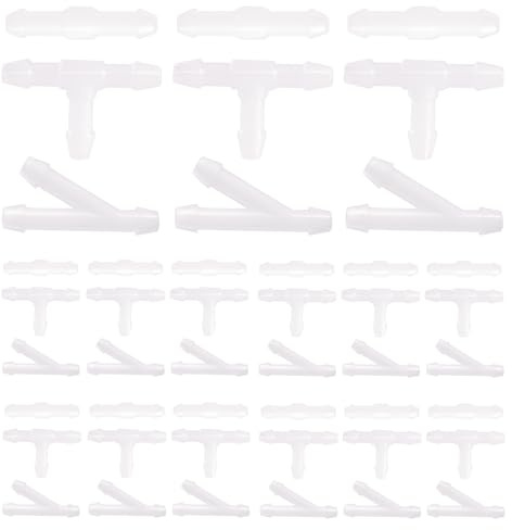 Lyeteung 45 Stücke Scheibenwischer Schlauchverbinder, Universal Scheibenwaschanlage Verbinder, Wischwasserschlauch Reparaturset, T-Typ, Y-Typ, I-Typ, Weiß