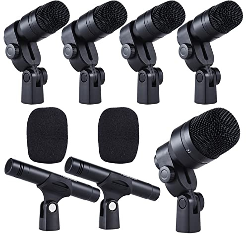 YIWENG microphone,DMS-D7 Professional Musical Instruments Drum Set Wired Microphone Mic Kit with Standard Mounting Accessories Aluminum Carrying Case 1 Big Drum Microphone 4 Small Drum Microphones 2 C
