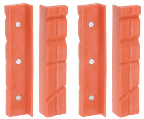 HARFINGTON 2set Magnetic Vise Jaws 5 Inch Magnet V-Grooves Soft Nylon Bench Jaw Pads Covers Multi-Purpose Protector for Woodworking Jewelry Making Plumbing, Yellow