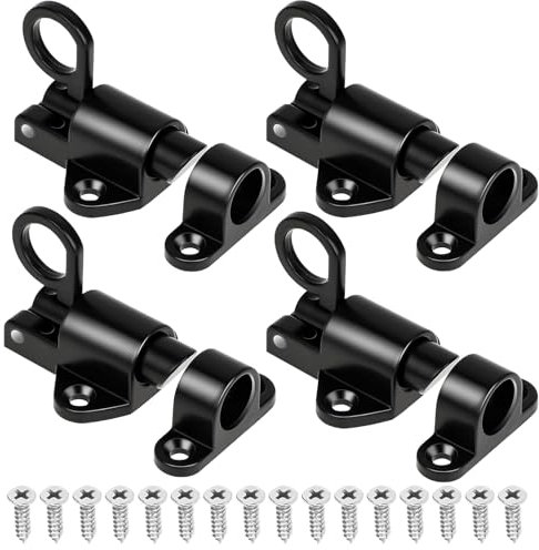 4 Stück Automatische Türriegel Federverriegelung mit Schraube Federriegel Schieberiegel Verriegelung Spring Bounce Türschraube für Holztüren, Fenster, Schranktüren, Schuppen, Tor