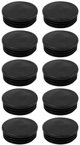 Ieron Schwarzer Kunststoff-Rohrstopfen, 60 mm Durchmesser, runde Pfostenendkappen für Handlauf, Treppenpfosten und Geländerrohre, 10er-Set