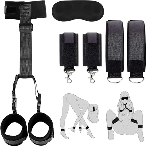 LDENUXI Black Adjustable Nylon BDSM Bondage Sets Bdsms Kit Bondagewear Women for Men and Women Bed Restraints for Sex Bed Tie Down Straps Adult Sex Resistant Tie Up for Women Sweatshirt (Black)