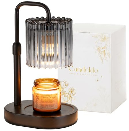 Candeldo Black Candle Warmer Lamp with Timer, Birthday Gifts for Women Mum | Wax Melt Lamp, Height Adjustable, Dimmable, Gift for Her, House Warming, Birthday Present, Modern Home Decor, with 2 Bulbs