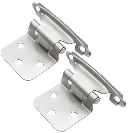 2er-Pack Küchenscharnier-Auflage, selbstschließendes Schranktürscharnier für Frontmontage, für Flache Scharniere, antike Möbelbeschläge (Silber)