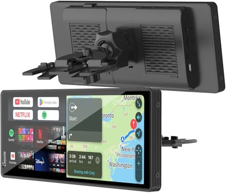 CARPURIDE CarPlay y Android Auto Inalámbricos 4+64 GB, Navegación en Línea y Fuera de Línea, Google Play, Mirror Link, BT, Antena GPS, Cámara Reversa, Pantalla Completa 10.26, área Visualización 9.3
