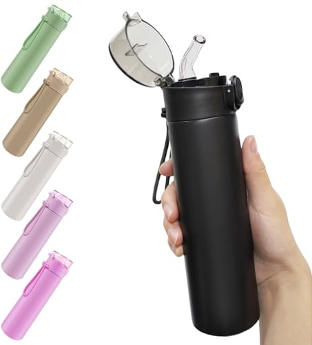 AMFUN 250ml Edelstahl Trinkflasche, 304 Edelstahl Wasserflasche mit Griff, Mini Doppelwandige Thermosflasche, Tragbarer Isolierflasche für Sport, Schule, Outdoor (Schwarz)