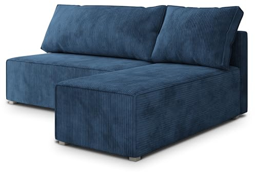Masseno Ecksofa BRISO P mit Schlaffunktion L-Form, Sofa mit Bettkasten, Wohnzimmersofa, Couch, Soffa, Bettsofa, Couchgarnitur- Blau, POSO 05
