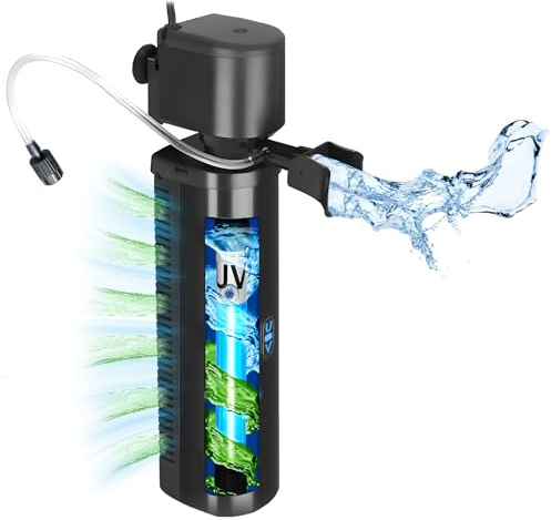 Tararium 1500L/h Submersible Aquarium Filter with U-V Light – Internal Pump for 150-600 Litres Tanks – Freshwater & Saltwater, Turtle/Pond – Multi-Stage Filtration & Air Supply (Crystal Clear Water)