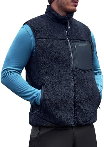 Pioneer Camp Herren Outdoor Weste aus Fleece, Warme Arbeitsweste mit Stehkragen und WasseraBweisender Beschichtung, Schwere Fleeceweste für Herren mit Elastischem Bund, Trekking, Freizeit(Navy;XXL)