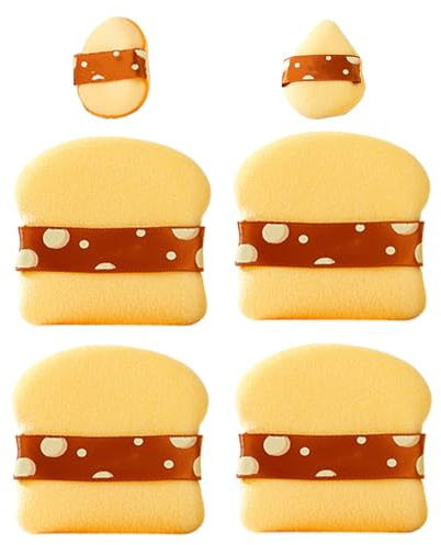 Gesichtspuderquaste, Contouring Makeup Blending Puff, Compact 6pcs Wet Dry Use Soft Cosmetic Sponge, Adorable Setting for Concealer BB Cream CC Creams Blush, Coffee, Yellow