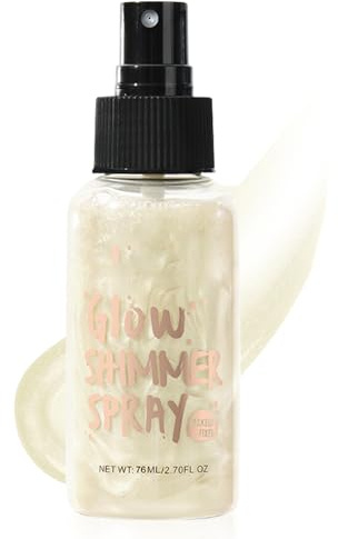 Shimmering Body Oil, Body Glitter Öl, Körperöl Für Strahlende Haut, Flüssig Highlighter Oil mit glänzenden Partikel, Body Glitzer Creme Makeup, Körper Schimmer Öl für Gesicht Körper Bein (Perlweiß)